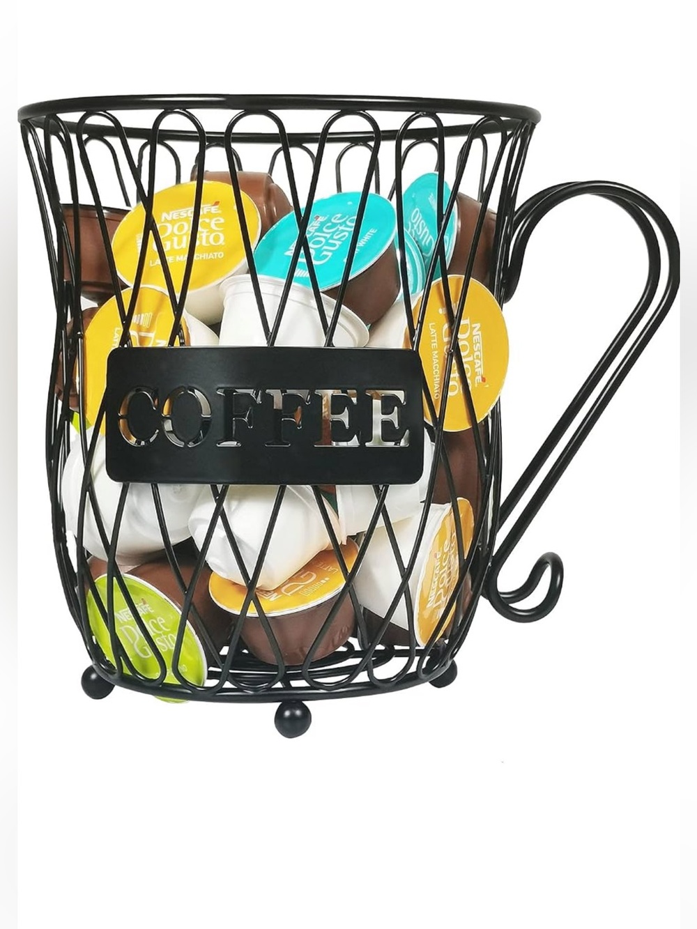 Black Metal Coffee Pod Holder Mug Organizer